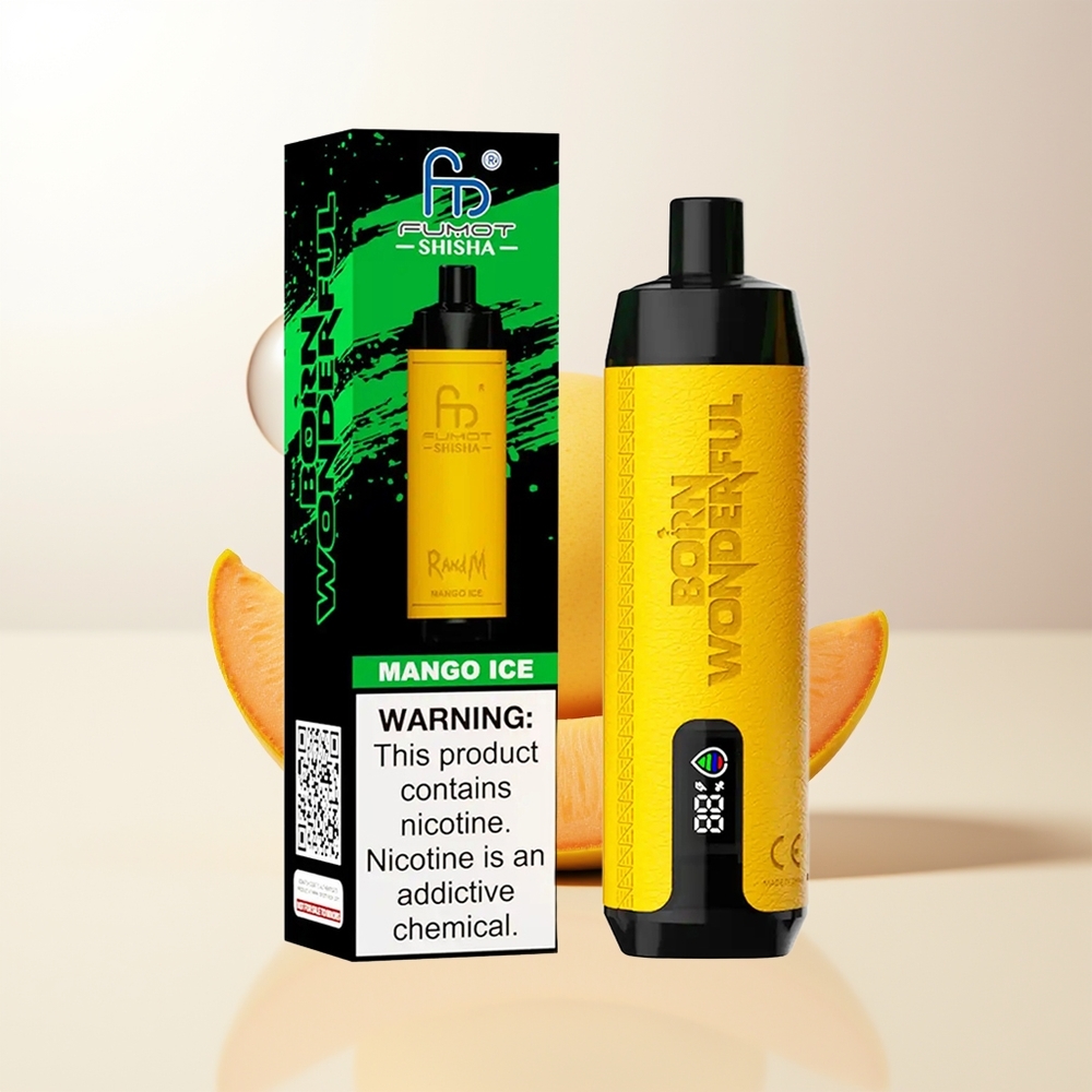 RandM Fumot Shisha 10000 Puffs Mango Is E-liquids 18ml 850mAh Batteri 06ohm Mesh Coil Type-C Port