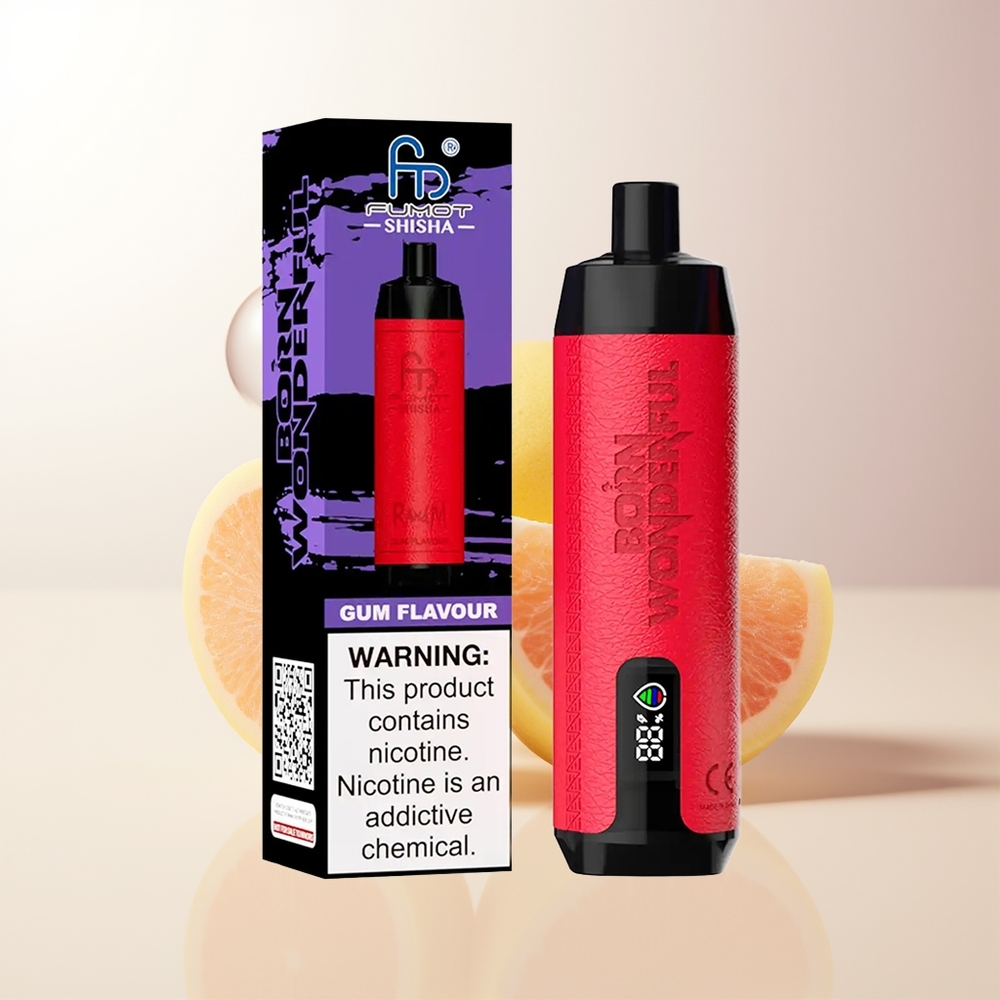 RandM Fumot Shisha 10000 Puffs Tuggummi Smak LED Indikator 18ml Typ-C Port 850 mAh Battery 06ohm Mesh Coil