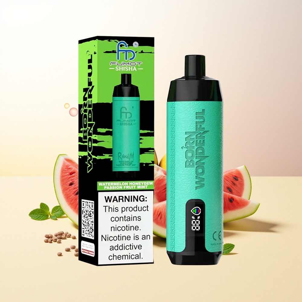 RandM Fumot Shisha 10000 Puffs Vattenmelon Honungsmelon Passionsfrukt Mynta LED Indikator 18ml 850mAh Type-C