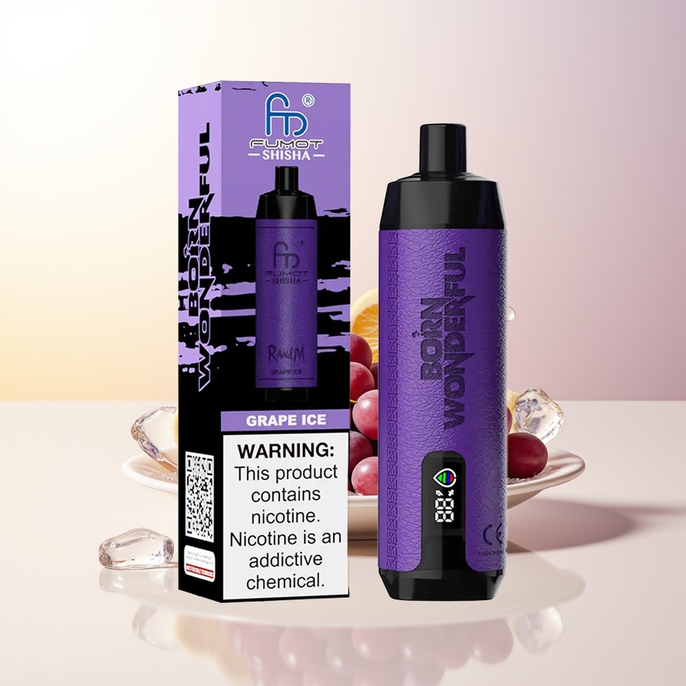 RandM Fumot Shisha 10000 Puffs Vindruvor Is LED Indikator Typ-C Port