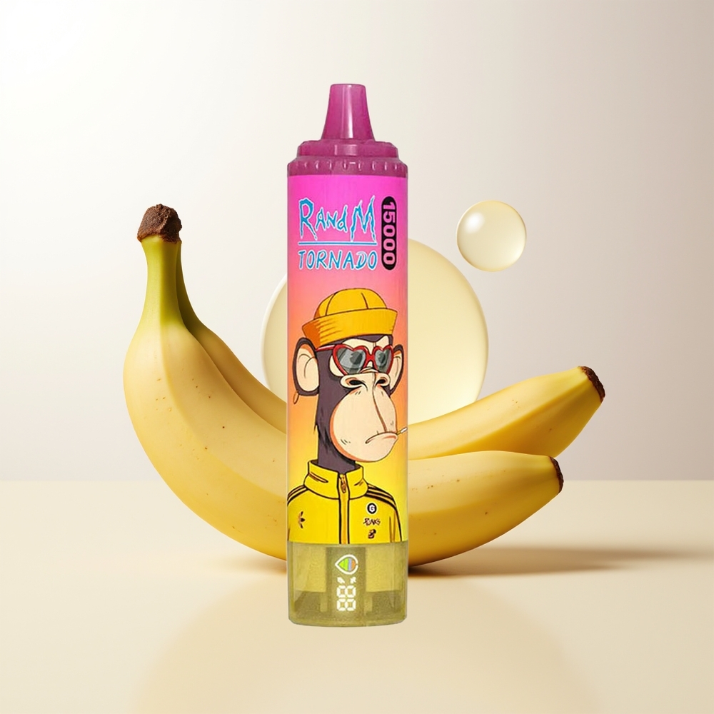 RandM Fumot Tornado 15000 Puffs Bananis Glass LCD Skärm Typ-C