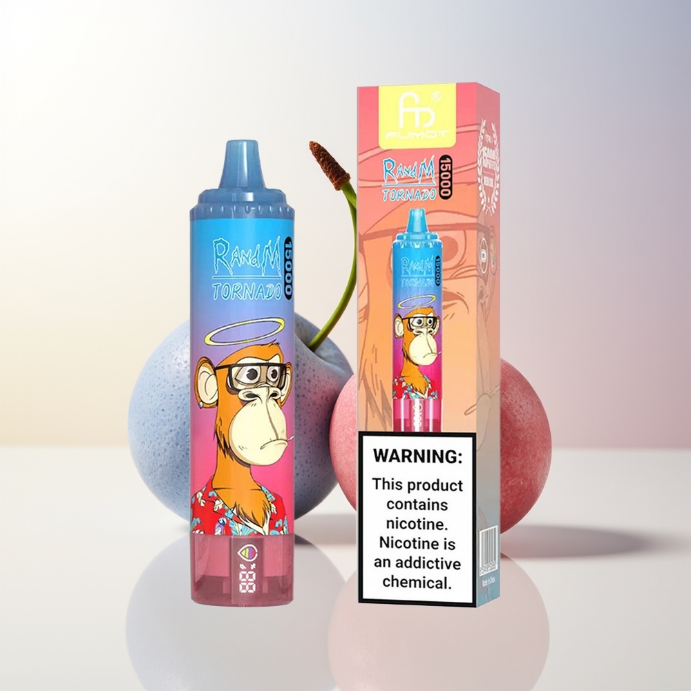 RandM Fumot Tornado 15000 Puffs Blå Hallon Körsbär 25ml 850mAh Mesh Coil USB-C LCD