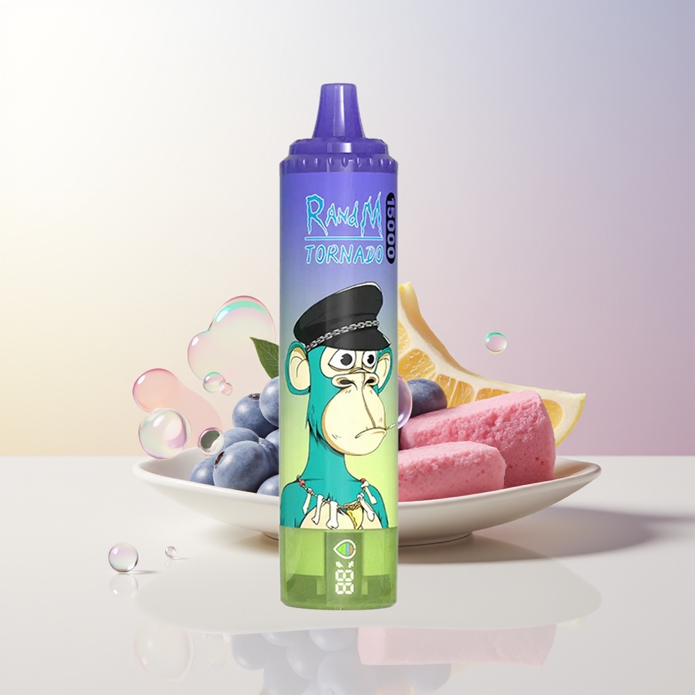 RandM Fumot Tornado 15000 Puffs Blåbärs Tuggummi LCD Type-C 25ml 850mAh
