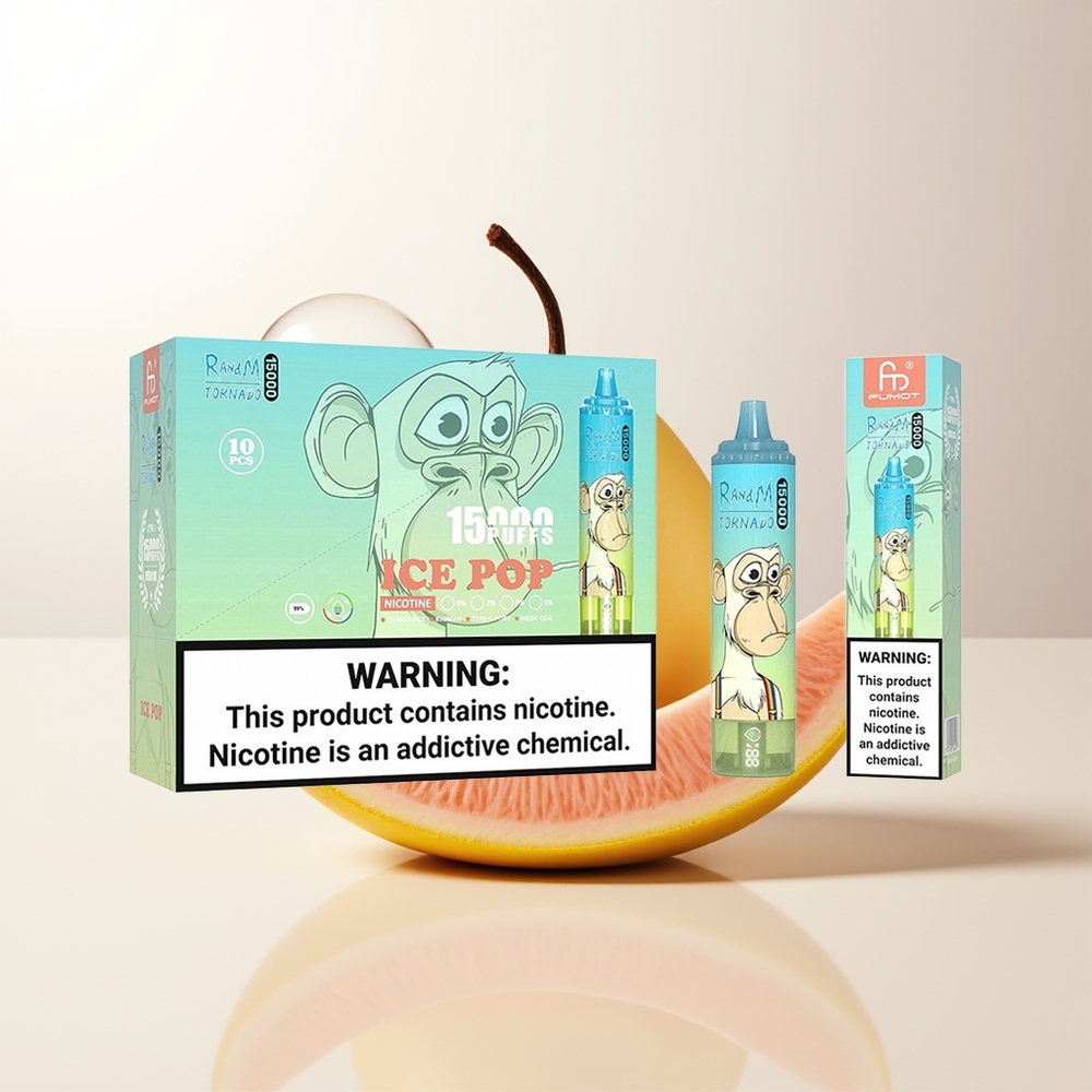RandM Fumot Tornado 15000 Puffs Disposable Isglasspop Vape 25ml 850mAh Mesh Coil Typ-C LCD