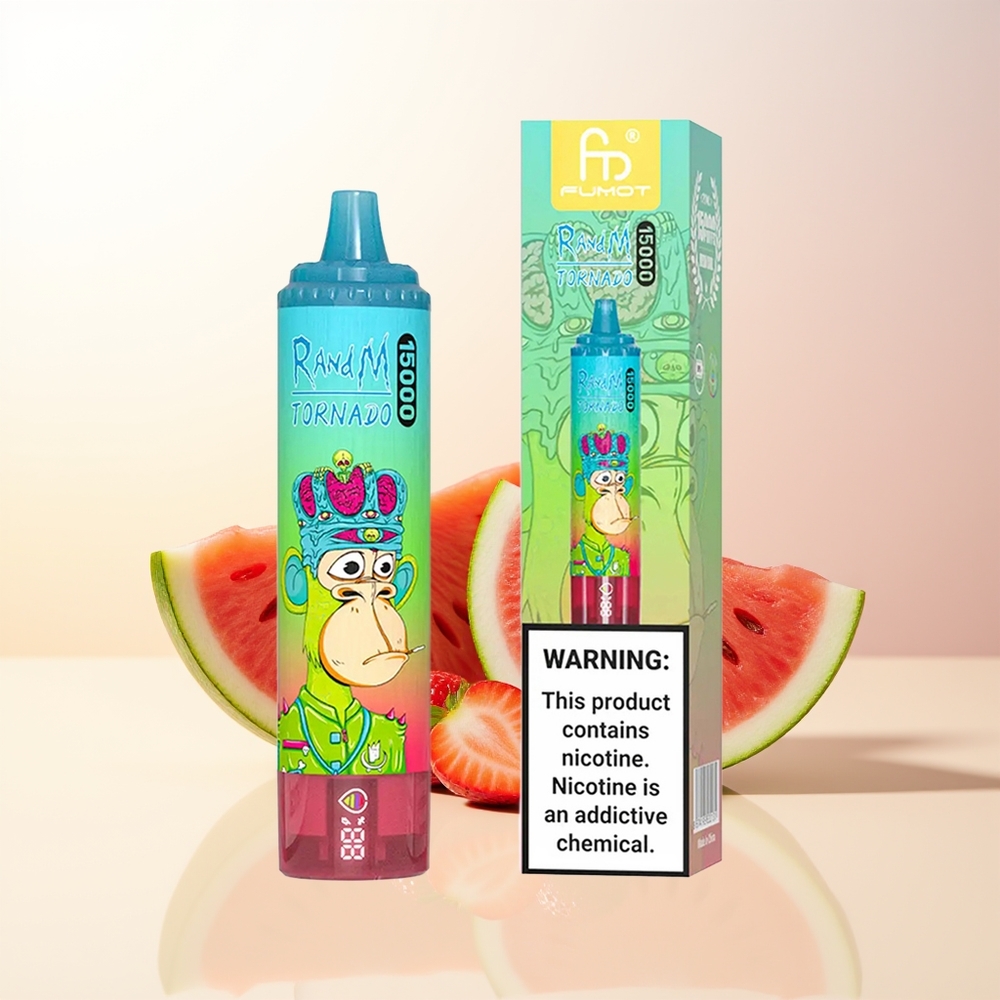 RandM Fumot Tornado 15000 Puffs Jordgubb Vattenmelon 25ml 850mAh Mesh Coil Type-C LCD