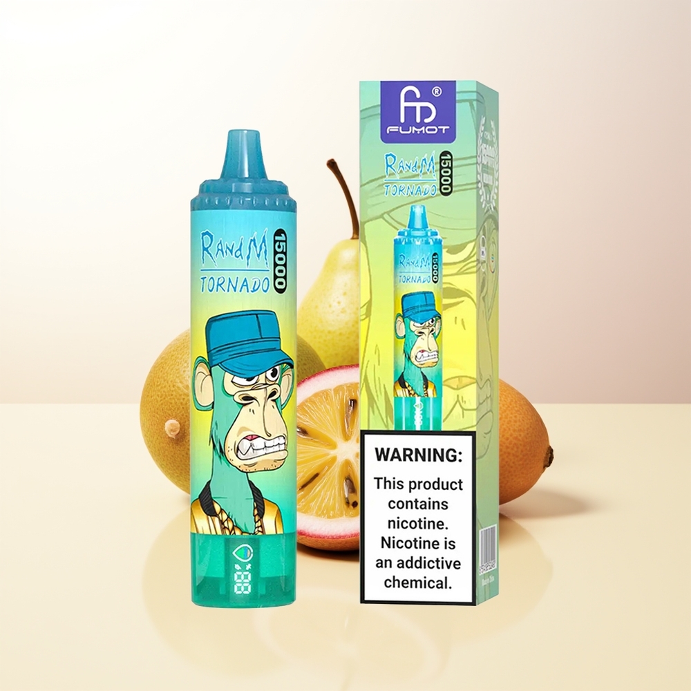 RandM Fumot Tornado 15000 Puffs Kiwi Passionsfrukt Guava 25ml 850mAh Mesh Coil Type-C LCD