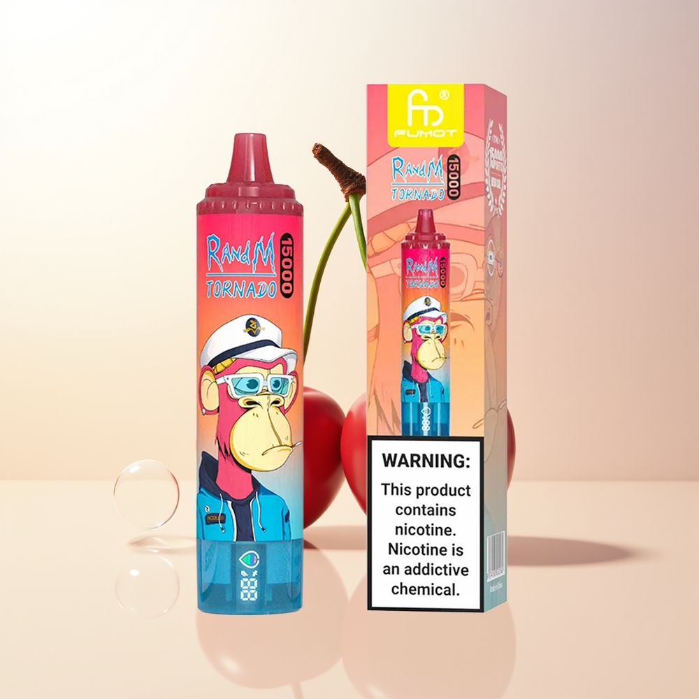 RandM Fumot Tornado 15000 Puffs Körsbär 25ml 850mAh USB-C LCD Mesh Coil