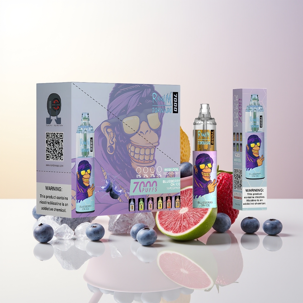 RandM Fumot Tornado 7000 Blåbär På Is 14ML Mesh Coil Type-C RGB Luftjusterbar