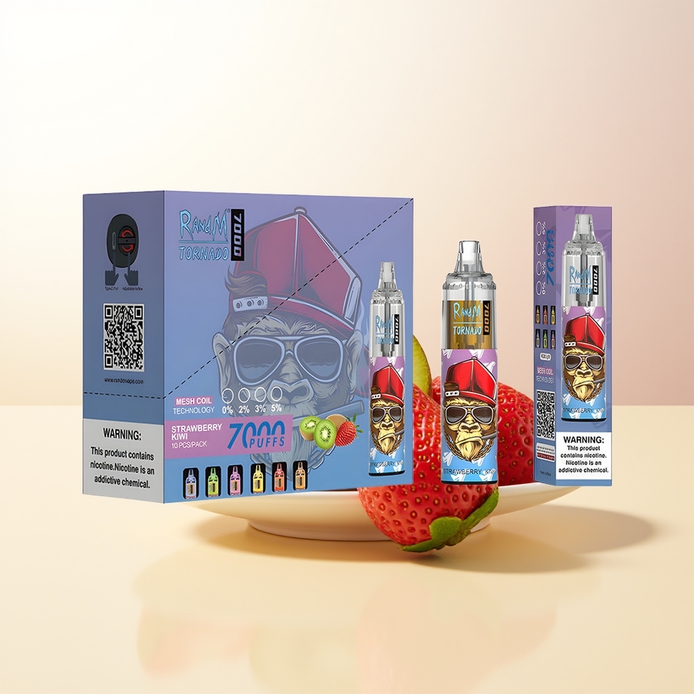 RandM Fumot Tornado 7000 Jordgubb Kiwi 14ML Mesh Coil Type-C RGB Luftjusterbar