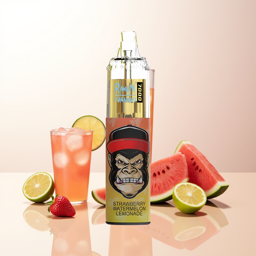 RandM Fumot Tornado 7000 Jordgubb Vattenmelon Lemonade 14ML Mesh Coil 850MAH Type-C RGB Luftreglerbar