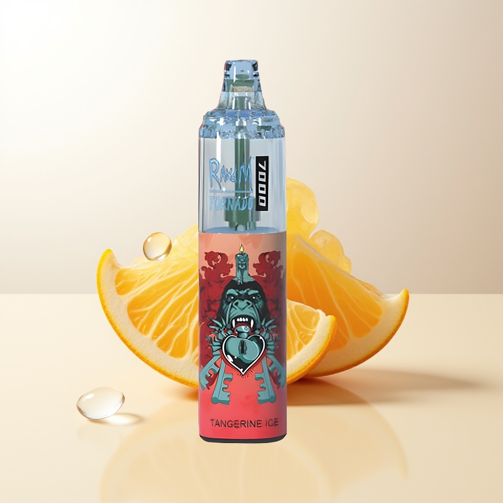 RandM Fumot Tornado 7000 Mandarin Is 14ML Mesh Coil 850MAH Typ-C RGB Luftjusterbar