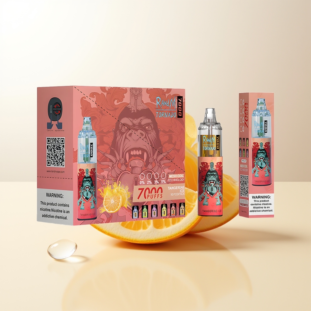 RandM Fumot Tornado 7000 Mandarin Is 14ML Mesh Coil 850MAH Typ-C RGB Luftjusterbar