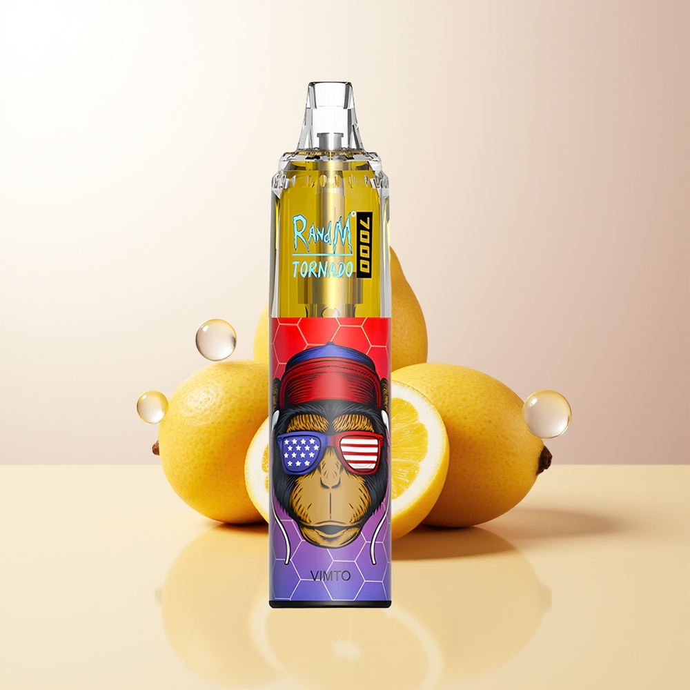 RandM Fumot Tornado 7000 Puffs Vimto 14ML E-liquid 850MAH Battery Mesh Coil Type-C Port RGB Ljus Luftjusterbar