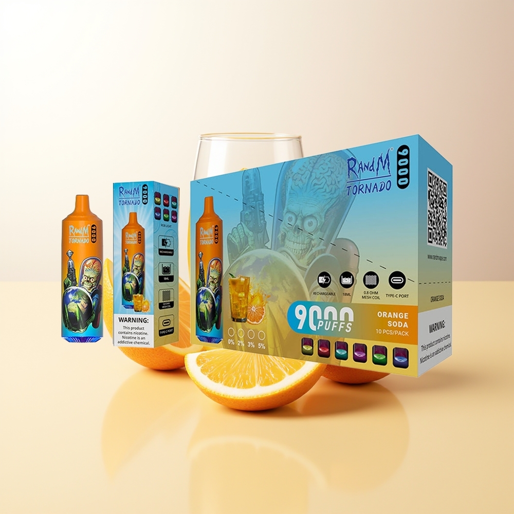 RandM Fumot Tornado 9000 Puffs Apelsin Läsk Mesh Coil RGB Display