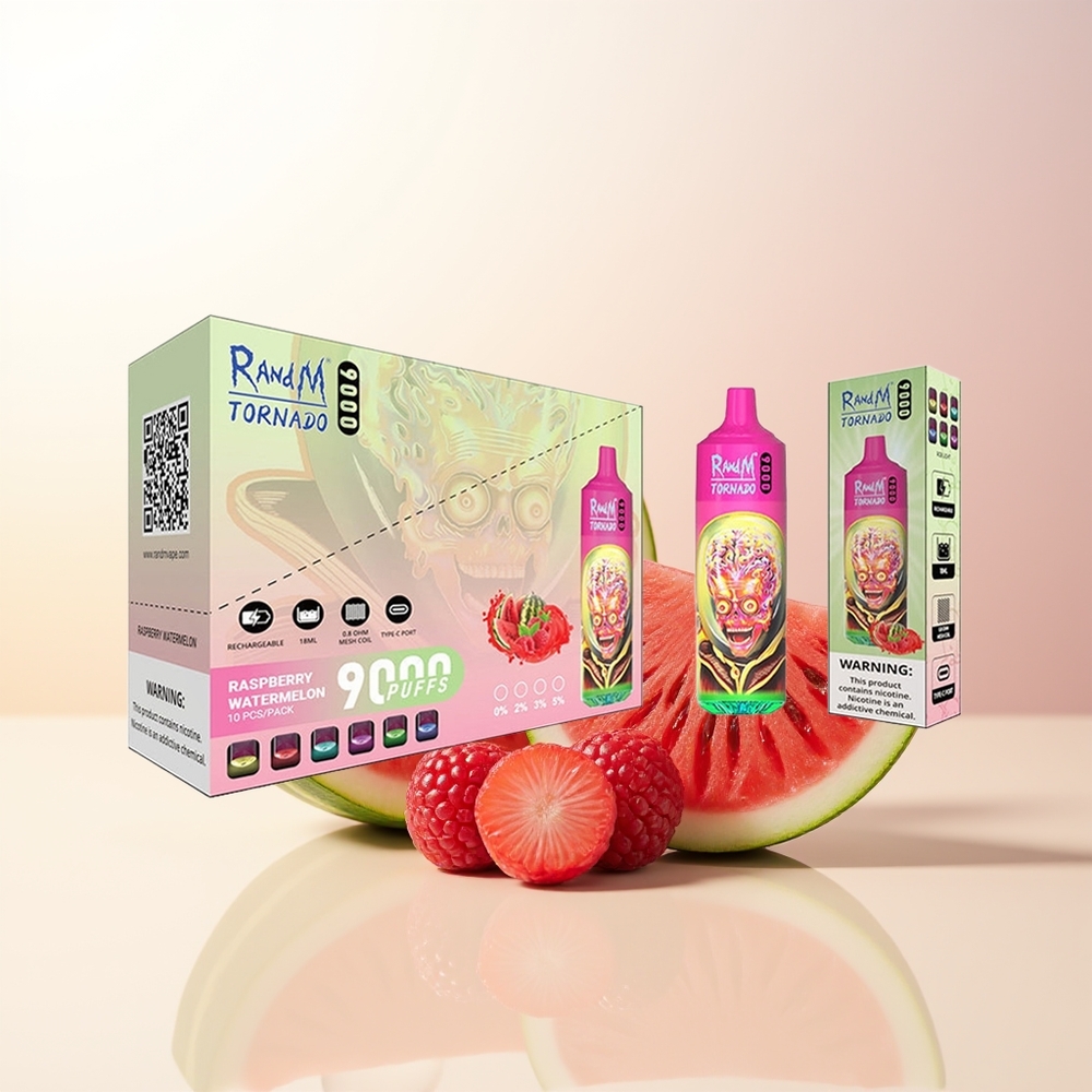 RandM Fumot Tornado 9000 Puffs Hallon Vattenmelon 850 mAh 18 mL Mesh Coil RGB Display