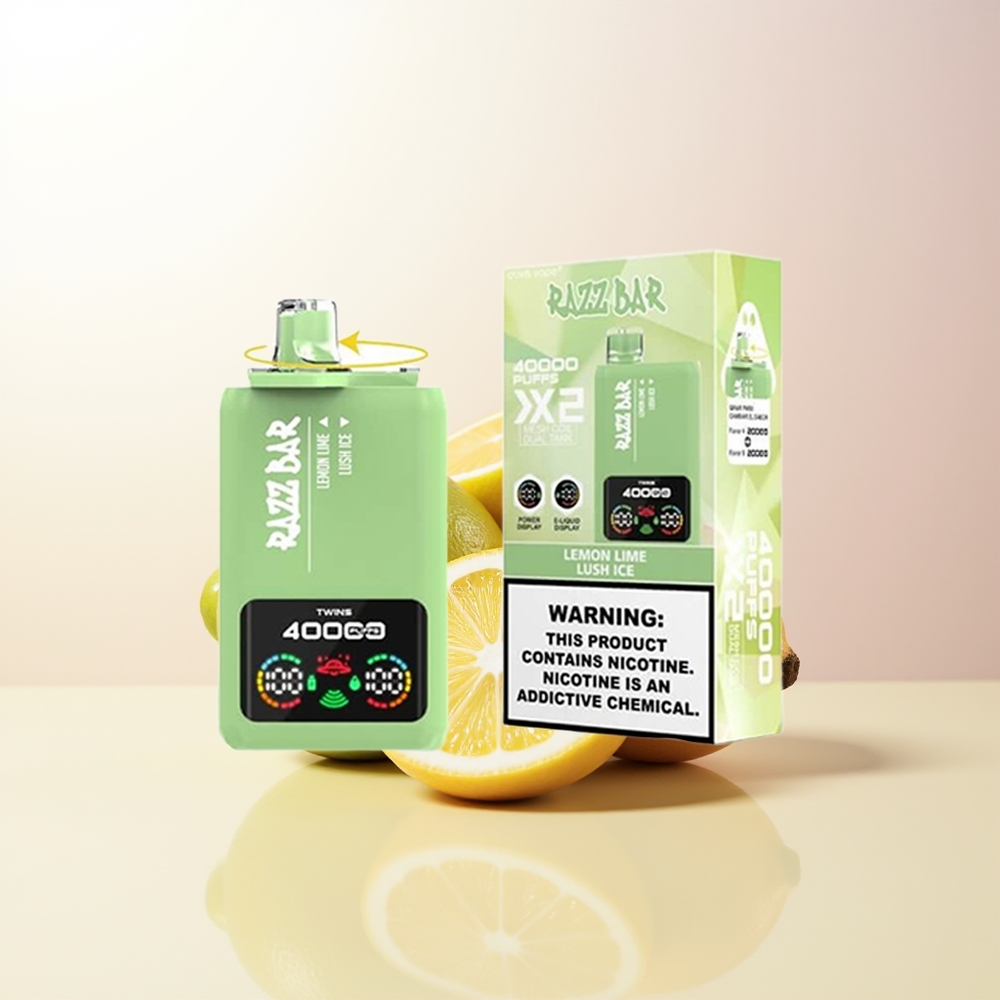 Razz Bar 40000 Puffs Citron Lime - Lush Is Power Skärm Display 10Ohm 2 Mesh Coil 650 Mah Battery Type-C Port 25 Nikotin