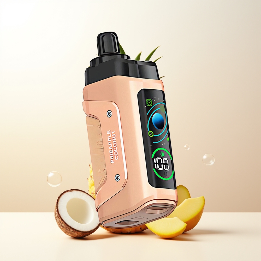 Razz Bar 45000 Puffs Engångs Vape Ananas Kokosnöt 10 Ohm Mesh Coil Justerbar Luftflöde Typ-C Laddningsbar