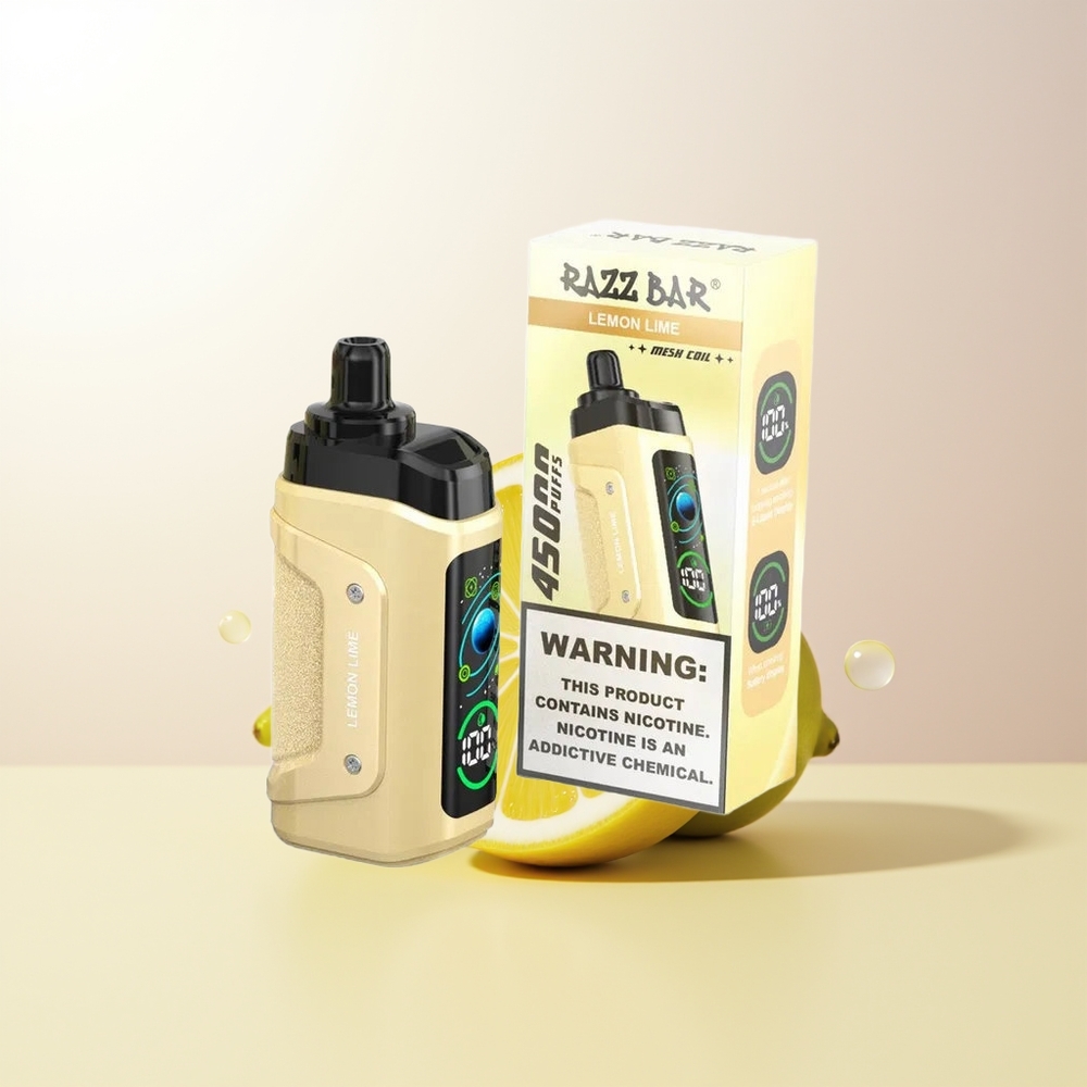 Razz Bar 45000 Puffs Engångs Vape Citron Lime 10 Ohm Mesh Coil Justerbar Luftflöde Typ-C Uppladdningsbar 20 mg/ml Nikotinstyrka