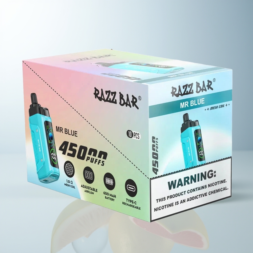 Razz Bar 45000 Puffs Herr Blå Mesh Coil 20mg/ml Nicotine Type-C Rechargeable