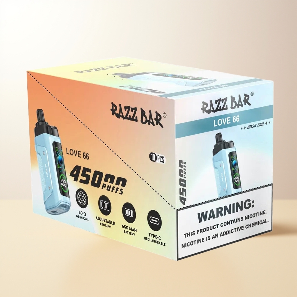 Razz Bar 45000 Puffs Kärlek 66 Mesh Coil Justerbar Luftflöde Typ-C