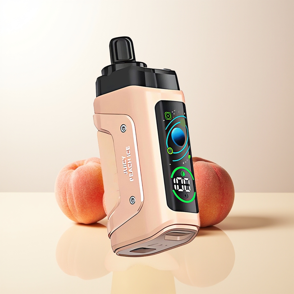 Razz Bar 45000 Puffs Saftig Persika Is 10 Ohm Mesh Coil Justerbar Luftflöde Typ-C Laddbar 20 mg/ml Nikotinstyrka