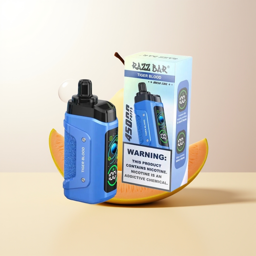 Razz Bar 45000 Puffs Tigerblod Mesh 10 Ohm Justerbar Luftflöde Typ-C