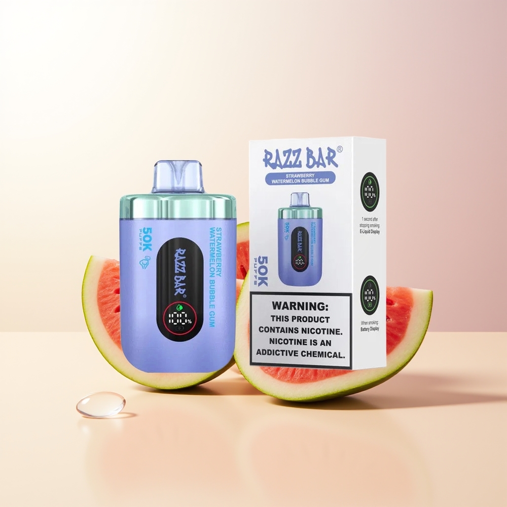 Razz Bar 50K Puffs 50000 Puffs Jordgubb Vattenmelon Tuggummi 2 Nikotin Typ-C
