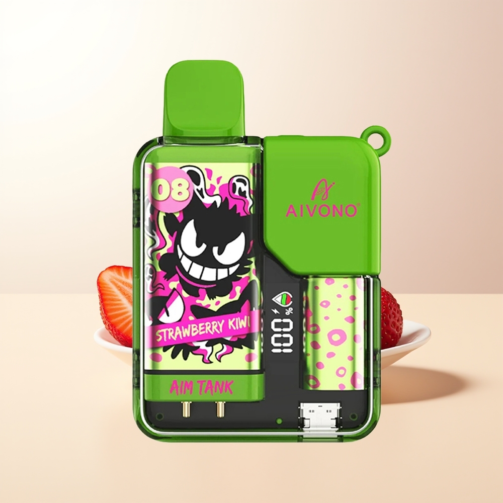Aivono Aim-Tank 9500 Puffs Jordgubb Kiwi 18ml E-liquid 650mAh LCD 1.2ohm Mesh Coil